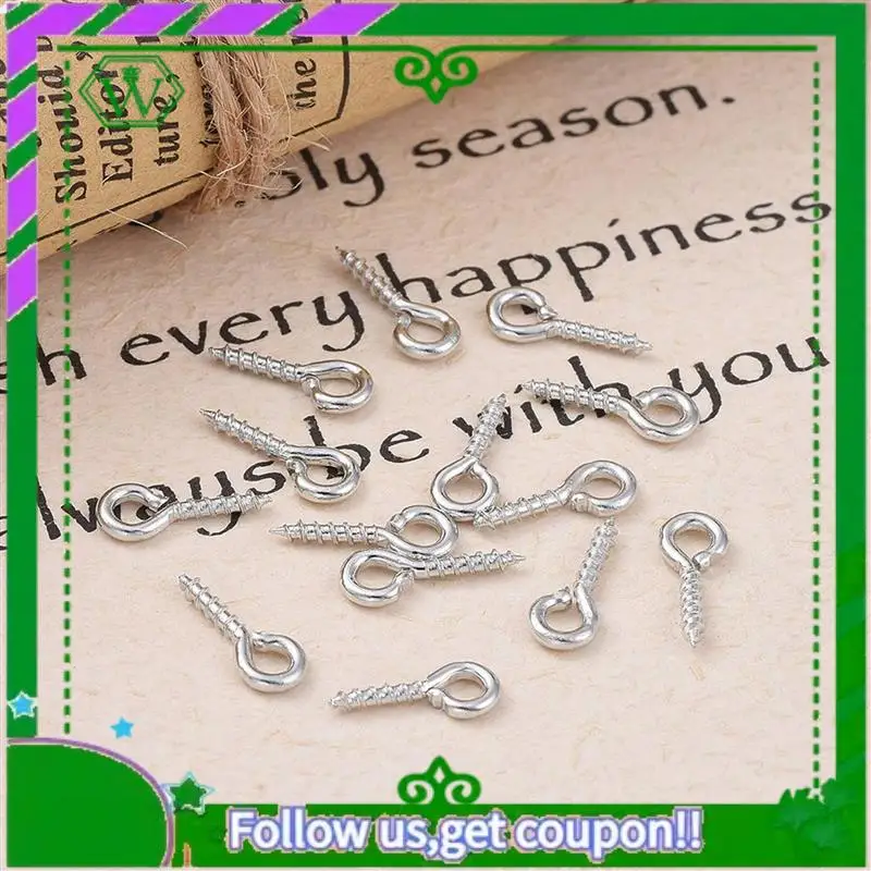 

Latest-600 Pcs Multipurpose Eye Bolts Hook Screw Eye Nails Pin Bail For DIY Jewelry Making Accessories Silver