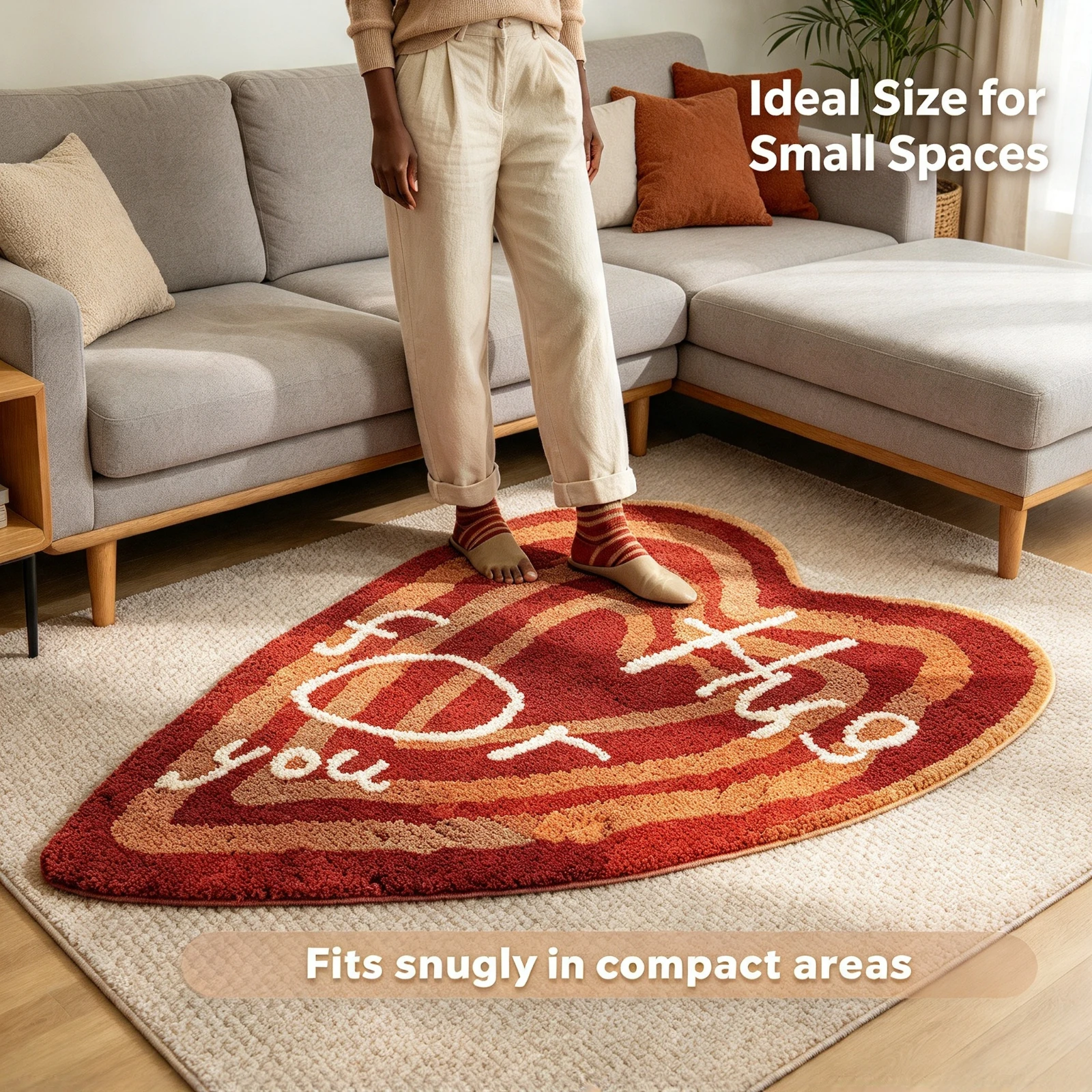 24x36 Inch Tufted Heart Rug, Non Slip Floor Mat Absorbent, Bath Door Mat Bedroom Living, Room Carpet Home Decor Area, Rugs Gift