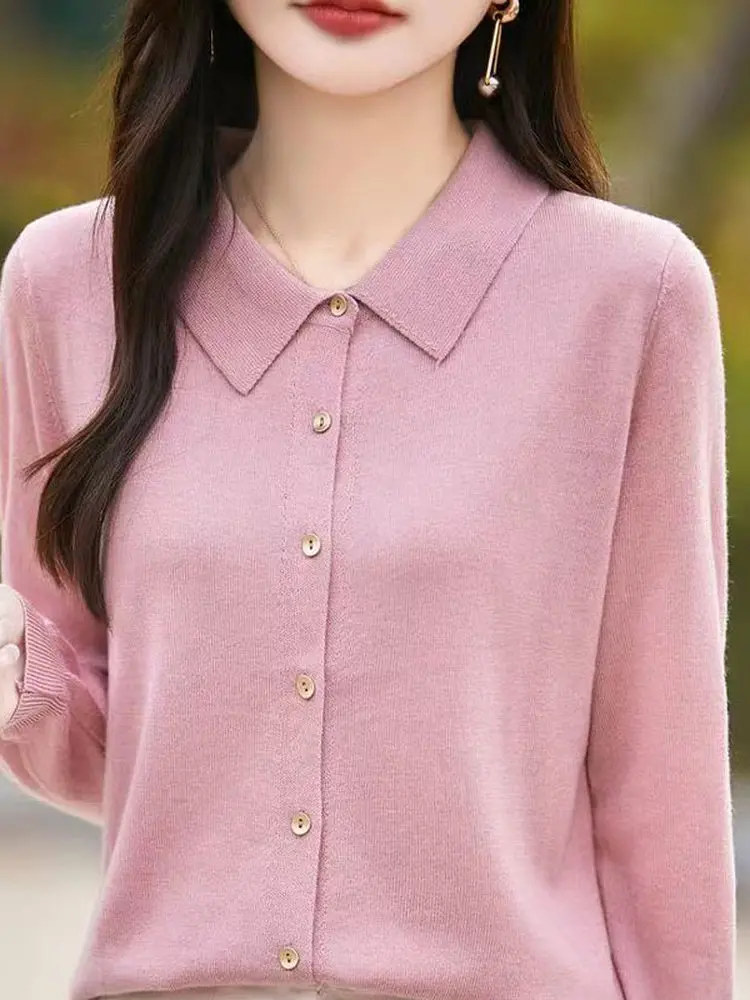 

2025 New Women's Collar Knitted Sweater Casual Long Sve Base irt Ele Leisure Overhead Sweatirt Soft Commute S...