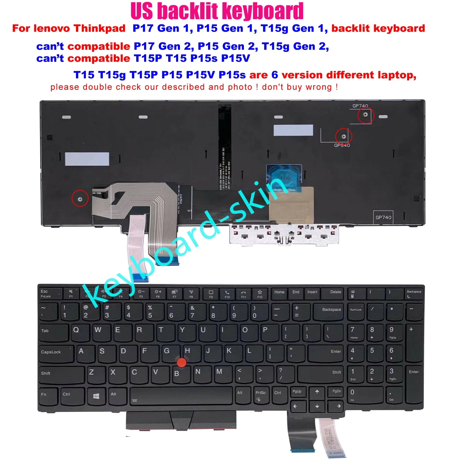 

New US Backlit Keyboard For lenovo IBM Thinkpad P17 Gen 1,P15 Gen 1,T15g Gen 1,5N20Z74859 5N20Z74785 laptop