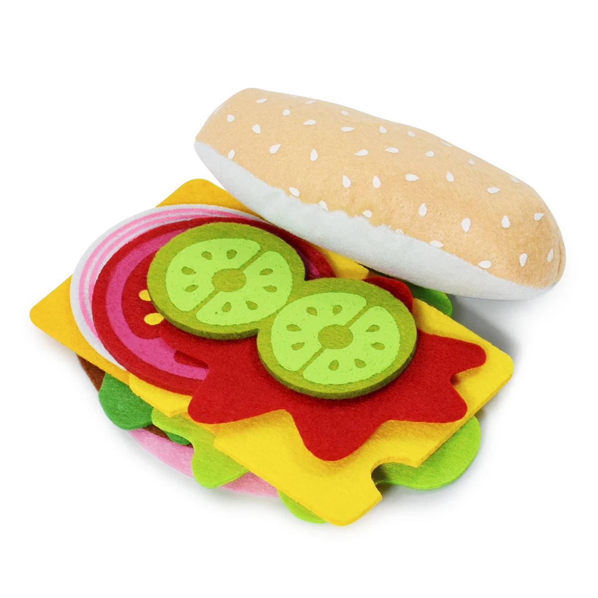 28PCS Felt  Combination Kitchen Food Toy Set Soft Hamburger Sandwich for Kids House Pretend Play Kitchen Toys Chirstmas Gifts