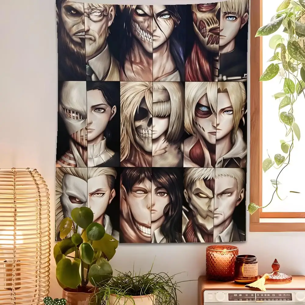 A-Attack On T-Titan Tapestry Custom Home Living Room Bedroom Wall Decor Wallpaper Backdrop Cloth With Clips