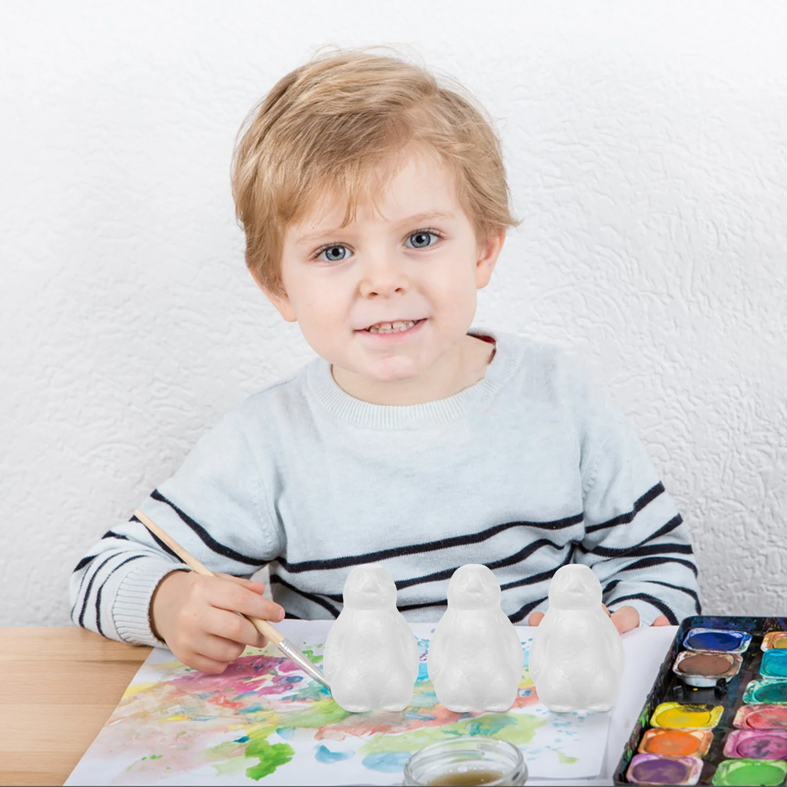 20Pcs Foam Penguin DIY Craft Kit Blank Polystyrene Balls for Creative Painting Cake Toppers Party School Use Penguin Cake Topper