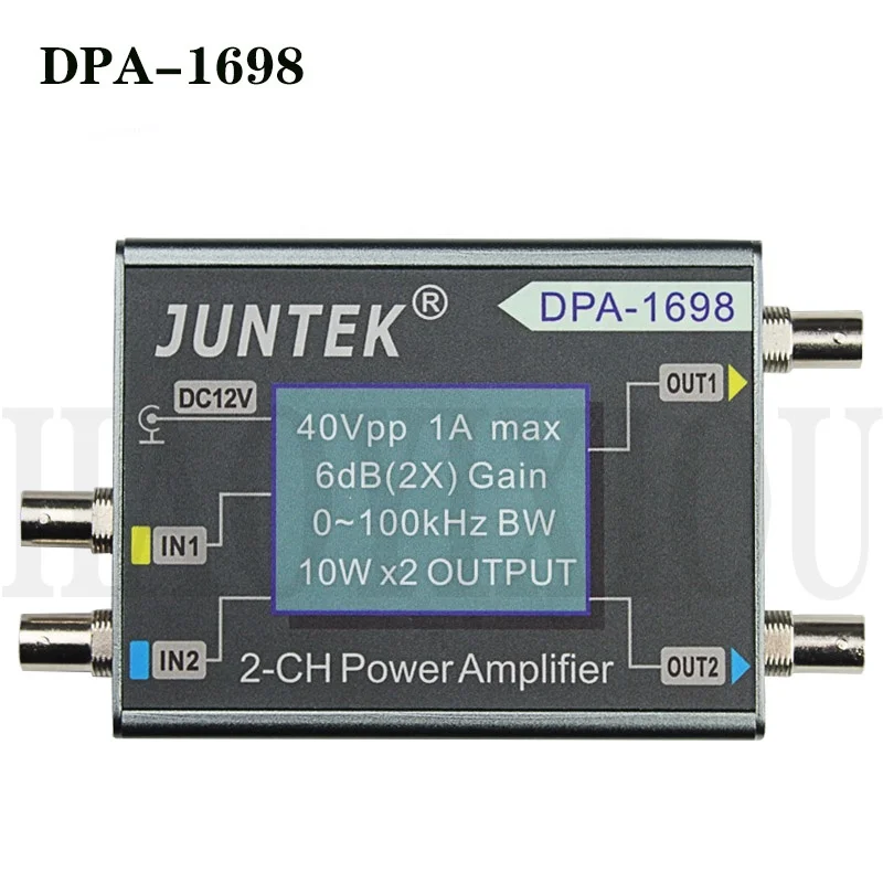 Imagem -02 - Sinal Amplificador de Potência 100khz Duplo Canal 10w x2 Dds Funcional Gerador Sinal 40vpp Amplitude Saída Dc12v Dpa1698