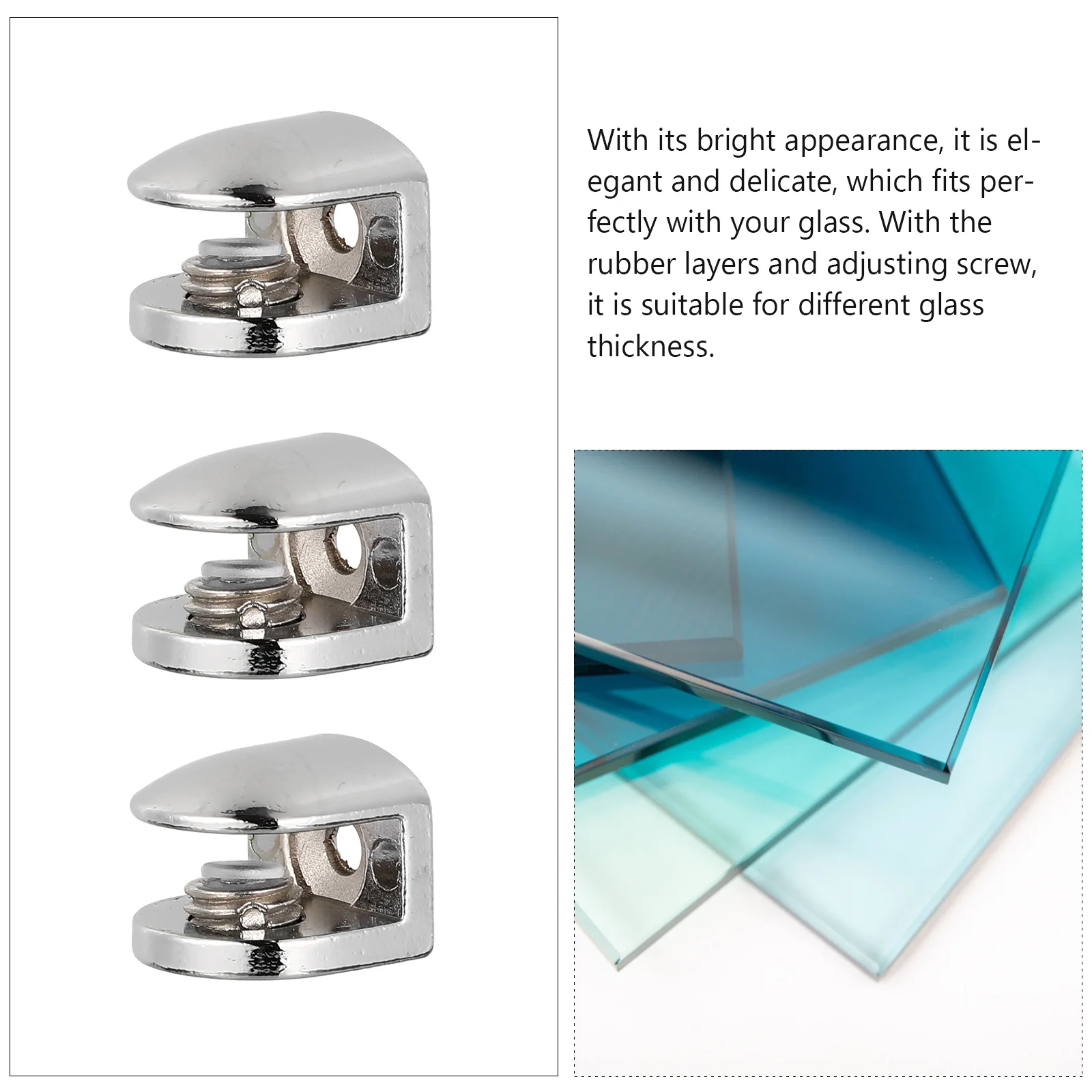 

8pcs Zinc Alloy Glass Shelf Brackets Wall Mount Clamp Holder for Fixed Glass Panel Display Shelf Glass Clip Support Hardware