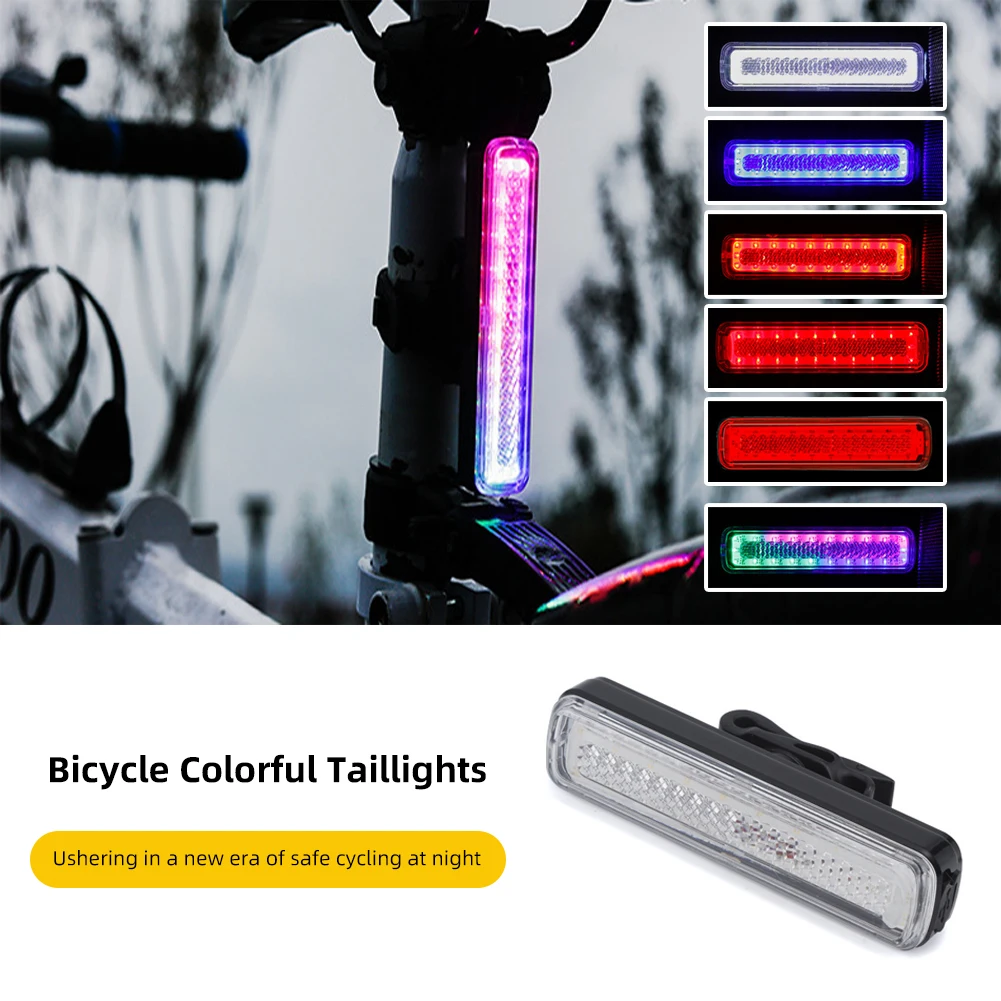 RGB LED USB Fietsen Achterlicht 750 mAh Fietsverlichting Geheugenmodus Regenboog Waarschuwing Waterdichte Helm Scooter Achterlicht