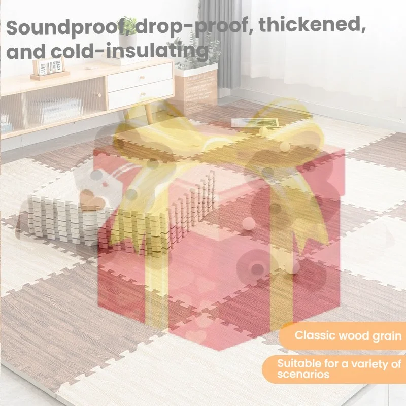 【HG】Wood Grain Foam Puzzle Floor Mats With Thick Shock Absorption And Sound Insulation Great For Kids Playroom Home Use