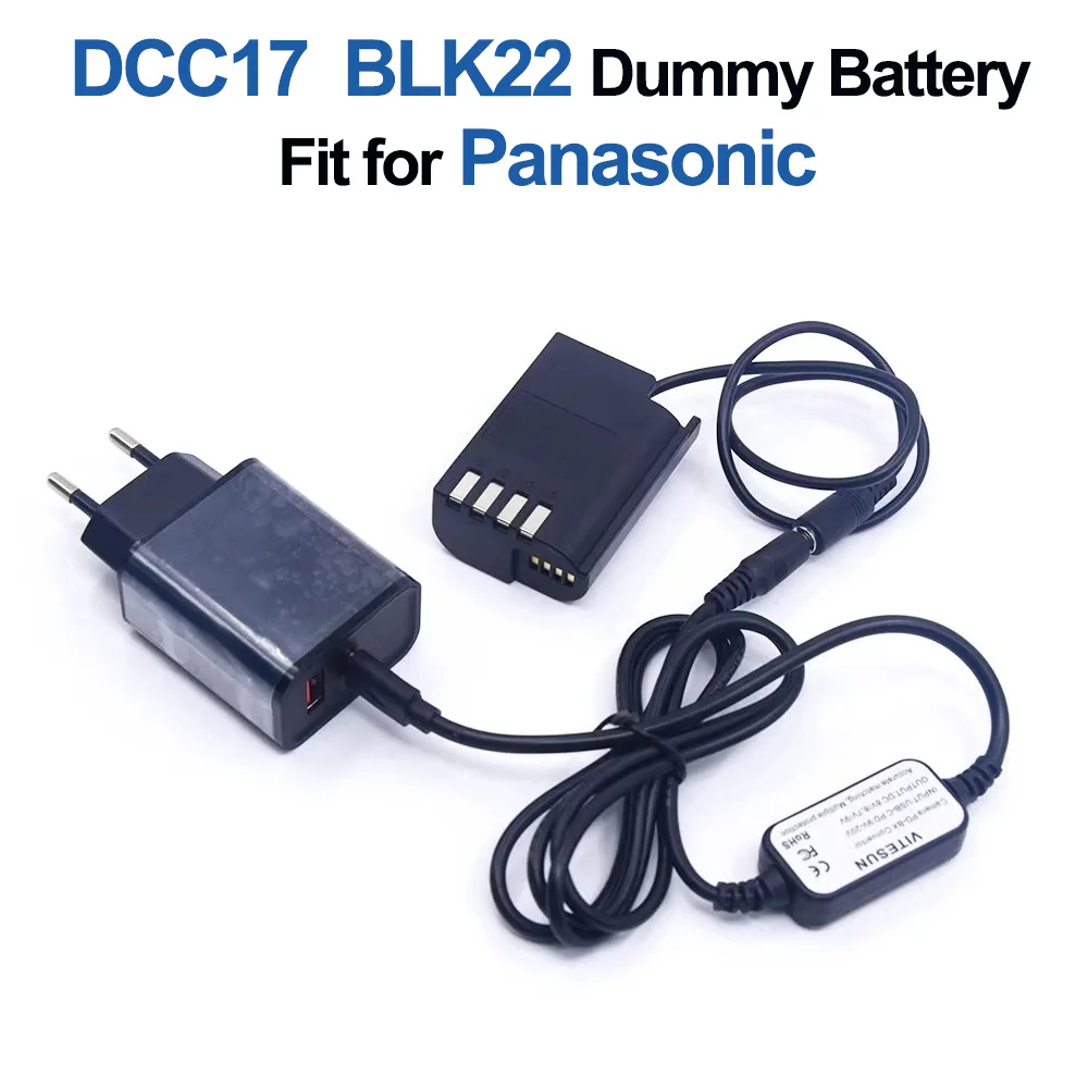 

PD Fast Charger USB Type C DC Cable BLK22 Dummy Battery DCC17 DC Coupler Fit for Panasonic Lumix S5 GH6 DC-S5 DC-S5K Camera