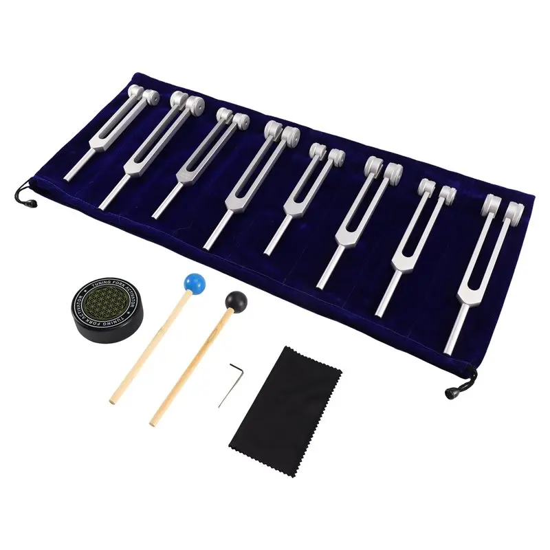 ABVE-Chakra Tuning Forks 126.22HZ 136.1HZ 141.27HZ 172.06HZ 194.18HZ 210.42HZ 221.23HZ 272.2HZ Set For Sound Healing