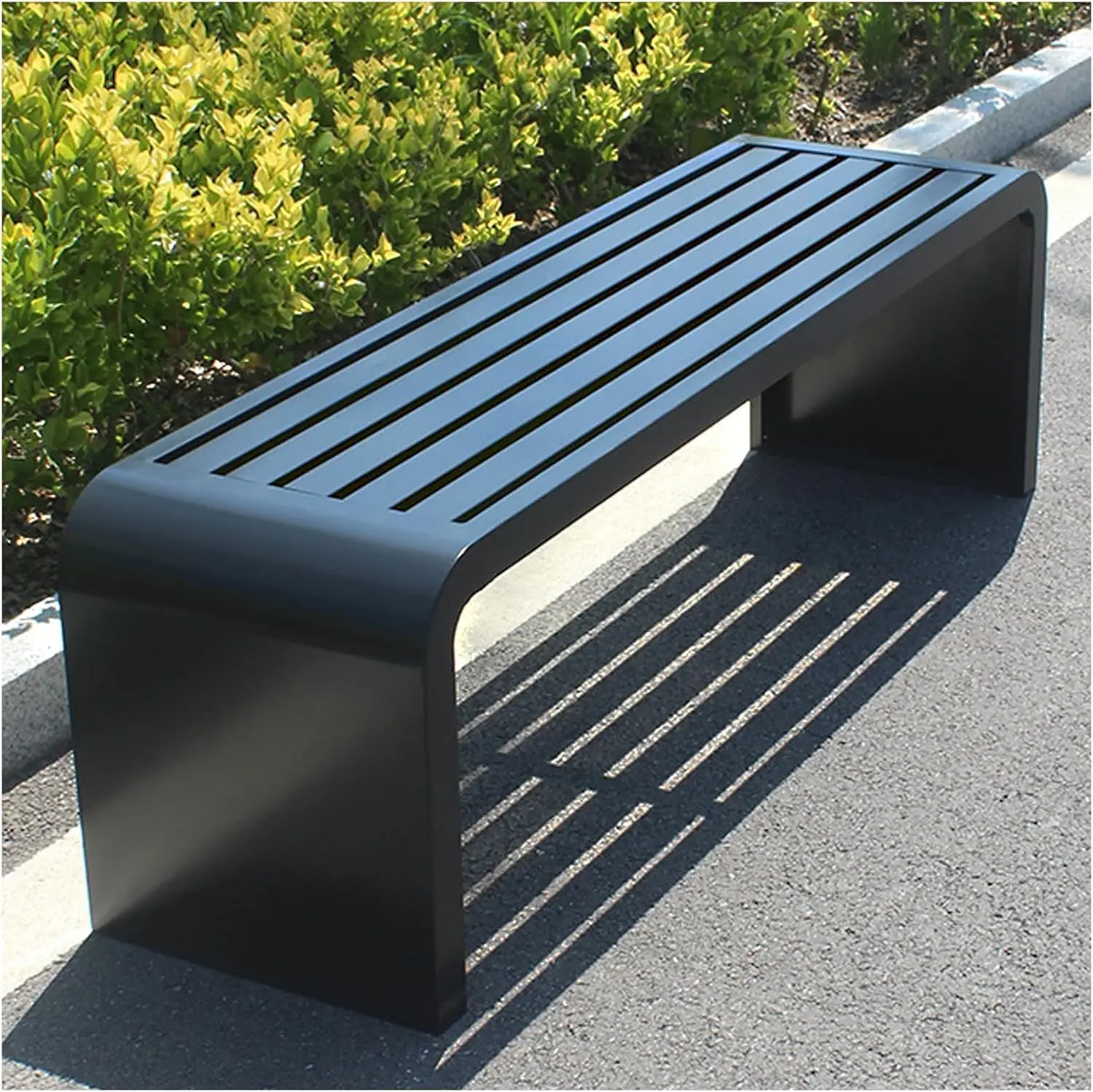 Outdoor Backless Bench, Stainless Steel Garden Patio Park Bench, Waterproof Metal Frame, Modern Art Deco, 59 inch, Customized