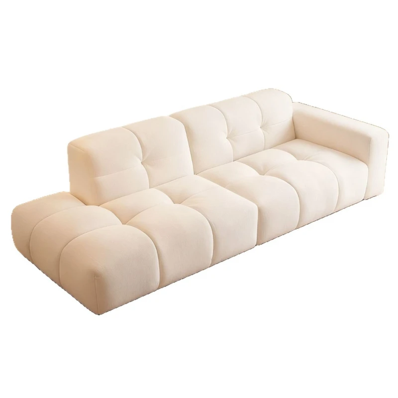 Italian pixel sofa new Internet celebrity living room tofu block straight row back milk oil wind chenille chaise longue sofa