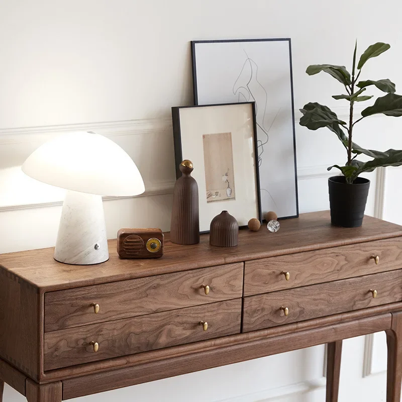 ไม้เนื้อแข็งทั้งหมด ไม้วอลนัทสีดำ โต๊ะระเบียงสไตล์มินิมอล ตู้เก็บของ ทางเดิน ตู้ข้าง แถบยาว ตู้เล็กน้อย ตู้สูงน้อยน้อย