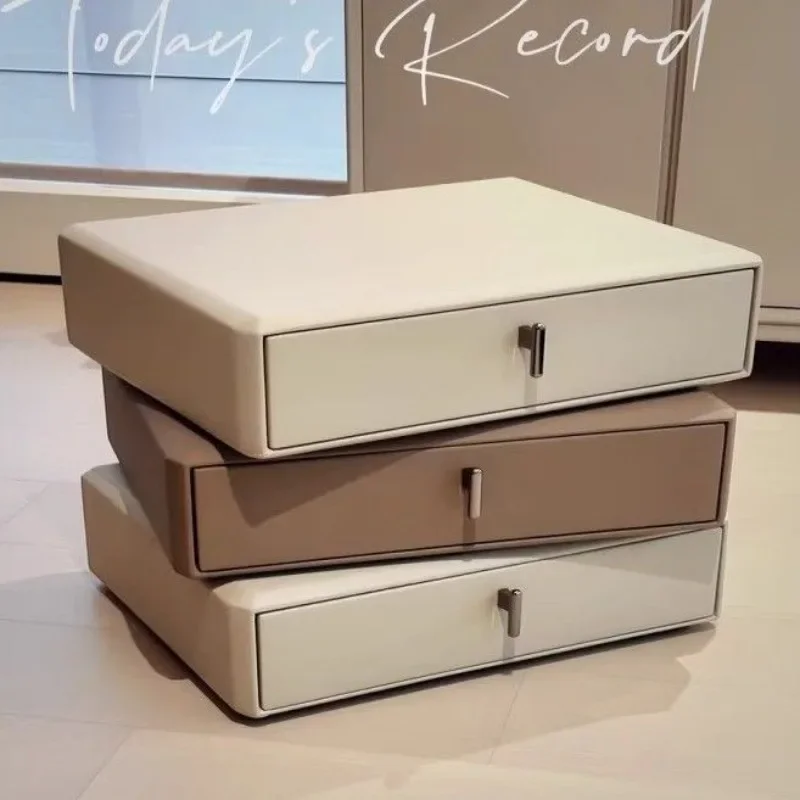 All solid wood  cream bedroom three-layer rotatable bedside table bedside table simple modern 360-degree rotating.