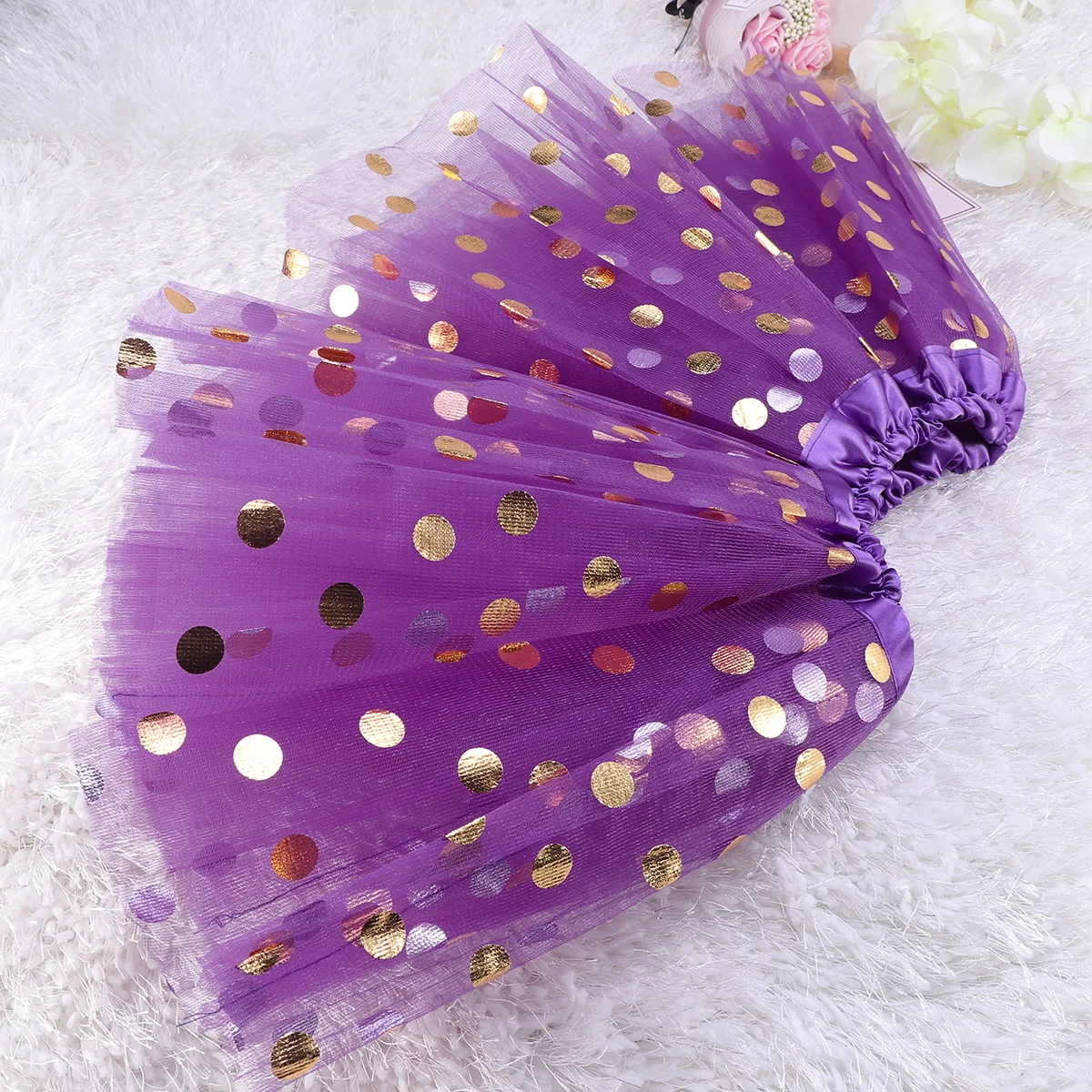 

Bronzed Sequin Tutu Skirt Girls Purple Tulle Layered Party Child Skirts Daily Wear Dancing Banquet Elastic Waistband Comfortable