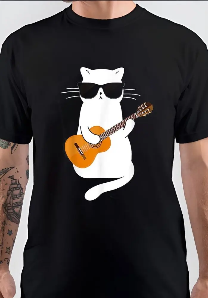 

NWT Cat Playing Guitar Guitarist Funny Animal Cute Unisex T-Shirt