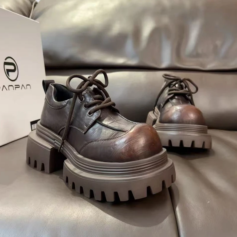 

Женские лоферы на плоской подошве, офисная кожаная обувь на шнуровке, зима 2025 года, трендовые спортивные повседневные кроссовки Mujer Zapatillas