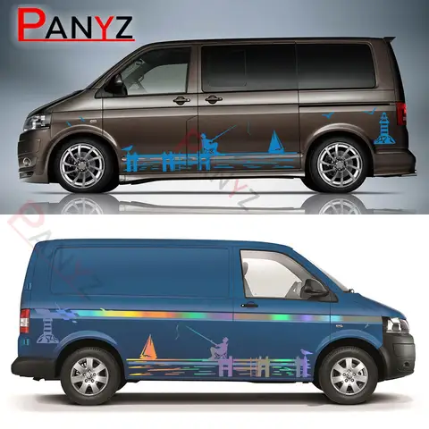 Car Stickers For Volkswagen VW Transporter Bus T4 T5 T6 Caravelle Multivan Lighthouse Fishing Graphics Vinyl Decals Accessories 8 best sales vw multivan accessories - №7
