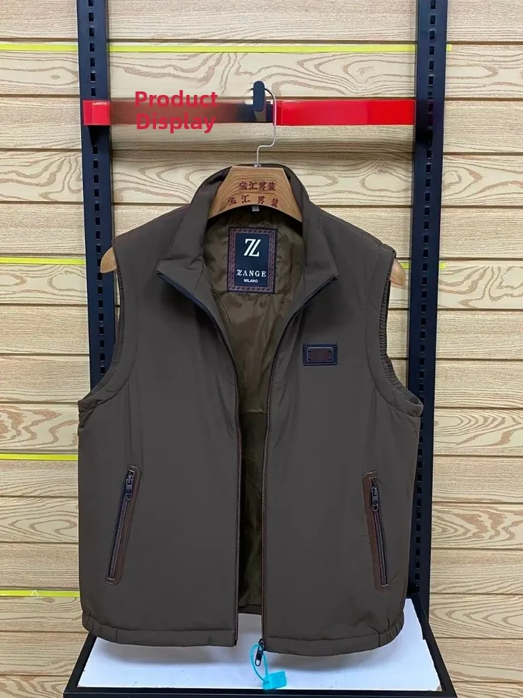 

High Quali Faionable Men's Stand Collar Vest oulder Pad Autumn New Arrival Busin Sle Versatile Haome Design