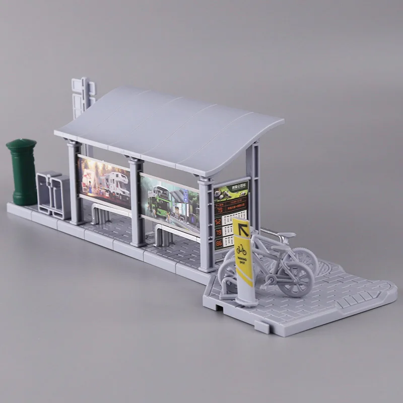 

Diy Modeling Miniature Bus Platform Model Assembly Plastic Building Blocks Toys for City Scenes/sandtable Landscape/gift 1Pc