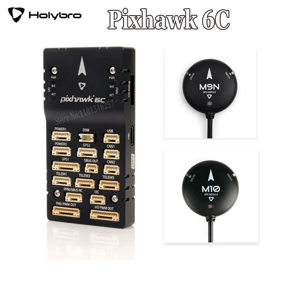 

Holybro Pixhawk 6C Autopilot Flight Controller Baseboard (Aluminum/Plastic Case)PM02/PM06/PM07 Power Module M9N/M10 GPS for FPV