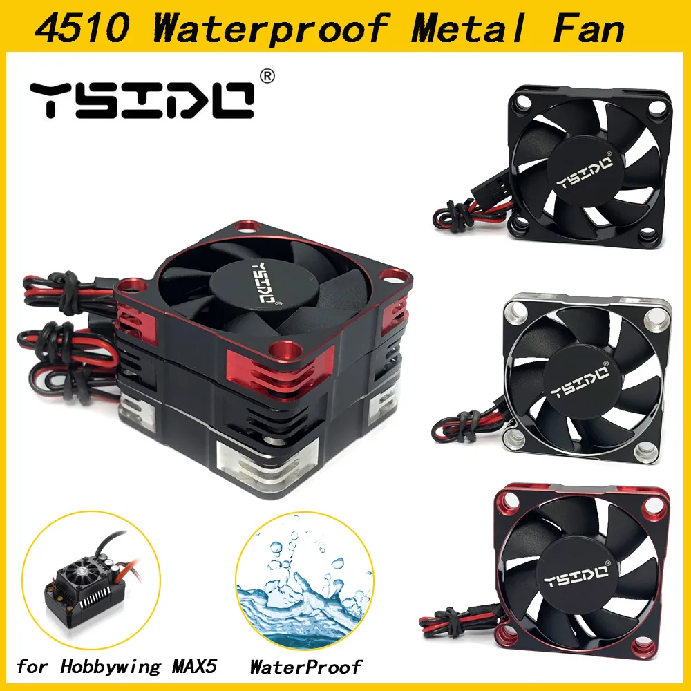 YSIDO WaterProof 4510 Metal 3-9V Power Supply Upgrade ESC Cooling Fan for Hobbywing EZRUN MAX5 ESC Brushless Speed Controller