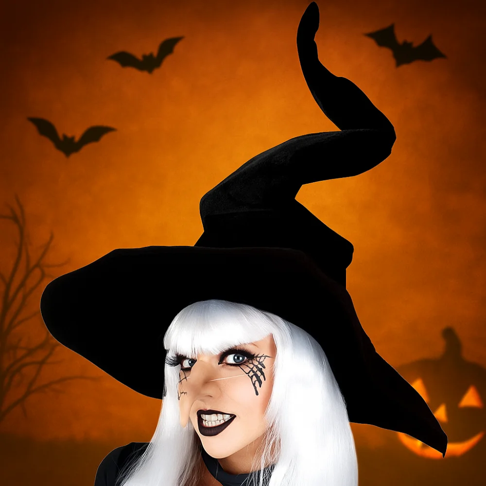 

Portable Velvet Cloth Halloween Witch Hat Baroque Gothic Queen Baroque Witch Hat Decoration Supplies Mesh Wizard Cap Parties