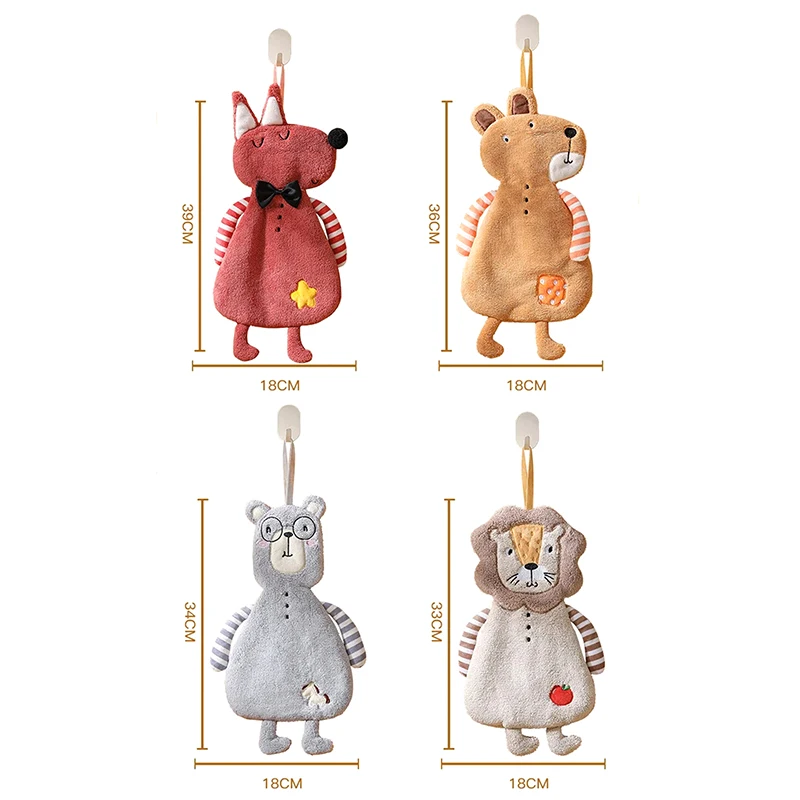 【O】منشف يد معلقة منزلية للأطفال، منشفة حمام مطبخ مخملية مرجانية عالية الجودة ومريحة وصديقة للبشرة