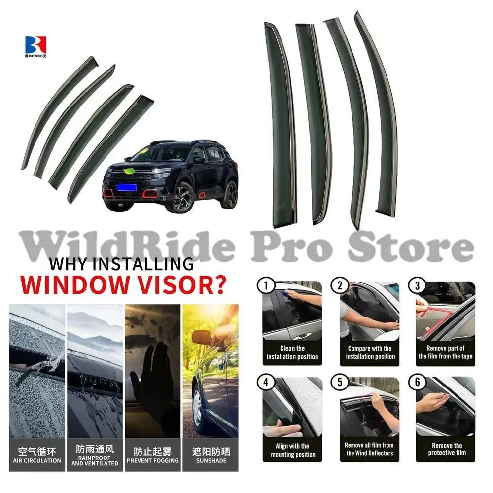 

1 комплект, солнцезащитный козырек на лобовое стекло, защита от дождя для Citroen C5 2017 2018, дефлектор окна, вентиляционная заслонка