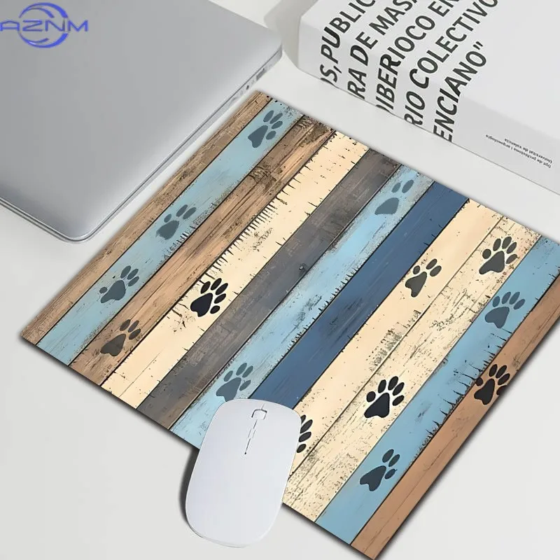 1pc Diatomite Material, Wood Grain Paw Print Design Oversized Gaming Mouse Pad - Non-Slip Rubber Base, Perfect for Gamers | Offi