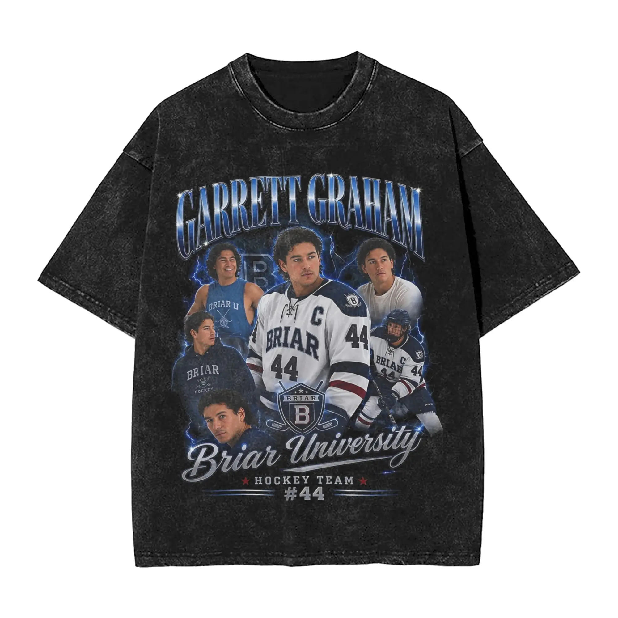 Briar University Garrett Grahams T Shirts Hip Hop Washed Harajuku T-Shirt Off Campus for Men Tops Streetwear Summer Tops Tees