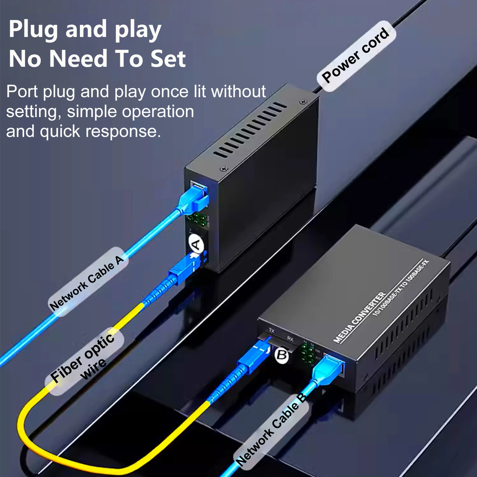 Fiber Transceiver Media Converter 25km Optical Fiber Single Fiber Converter SC 10/100M Single Mode Single Fiber 1pair