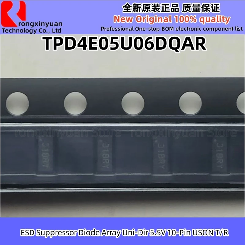 50PCS TPD4E05U06DQAR TPD4E05U06 USON-10 ESD Suppressor Diode Array Uni-Dir 5.5V 10-Pin USON T/R Original New 100% quality