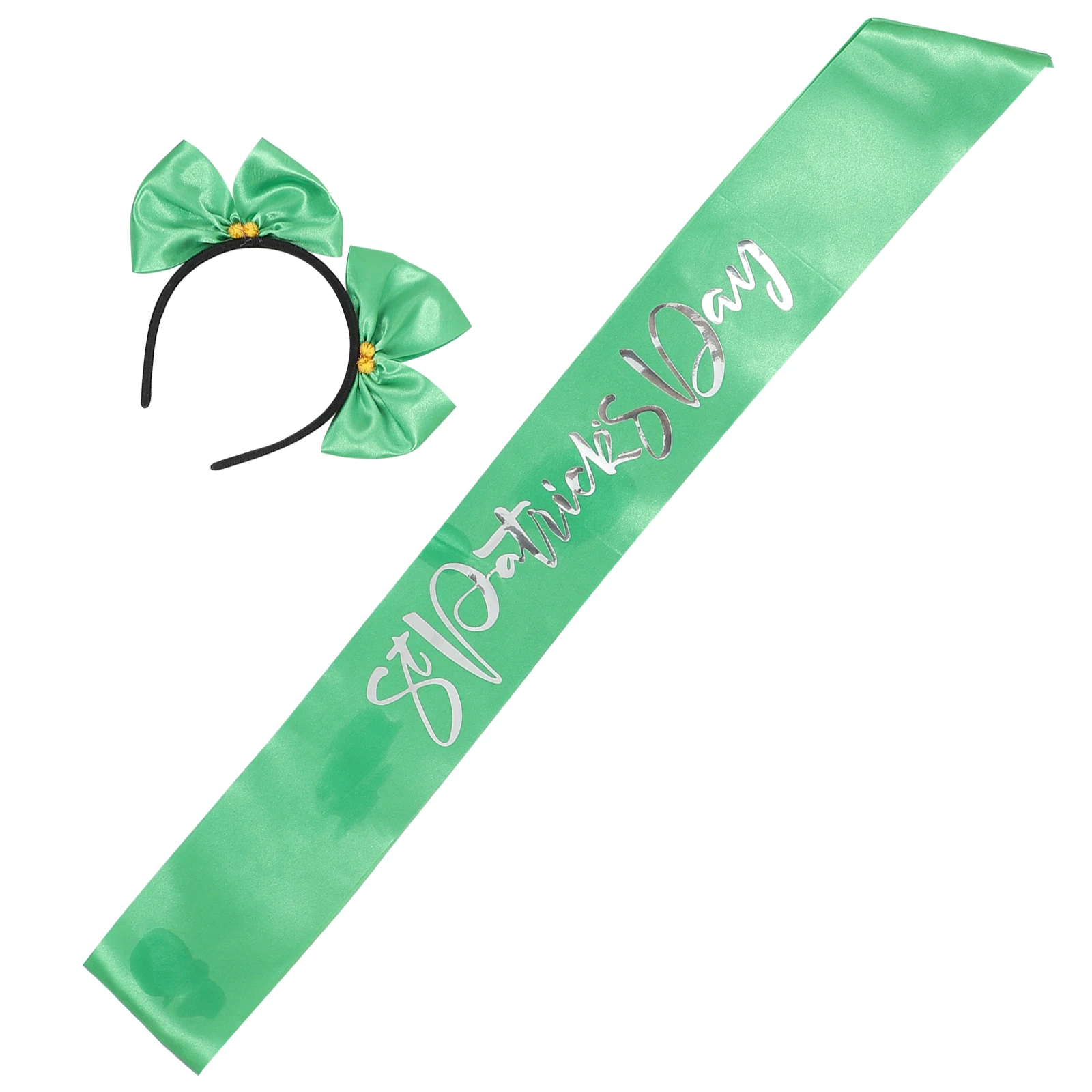 

1 Set St. Patrick Day Hairhoop Etiquette Belt Green Festive Party Headband Shoulder Strap Festival Decor Premium Cloth Material