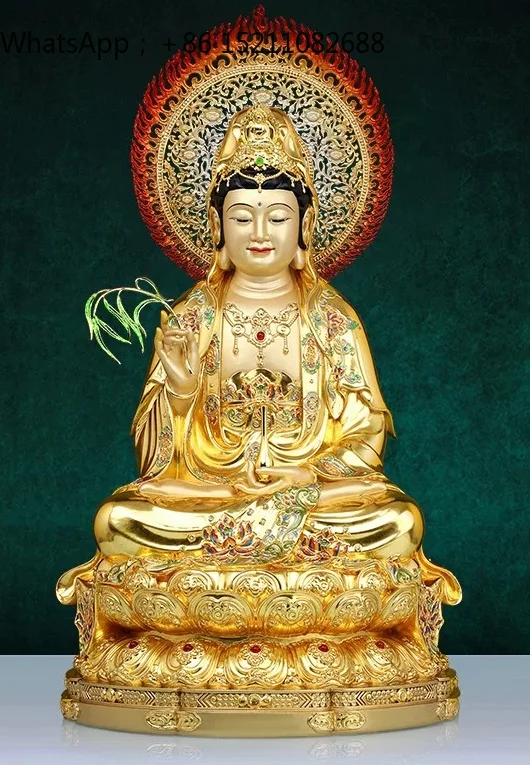 SCY bronze statue Guanyin Bodhisattva household lotus Buddha statue Guanyin living room offering ornament