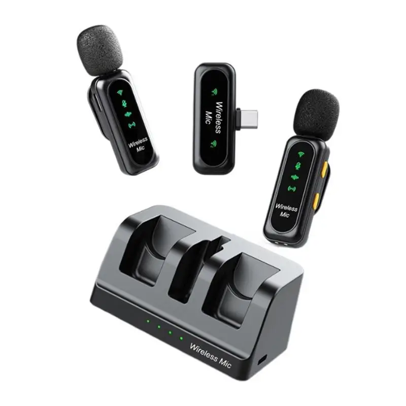 ABSL-Wireless Lavalier Microphone 2 In 1 Mini Mic With Audio Noise Reduction For Vlog Live Podcast Content Creator
