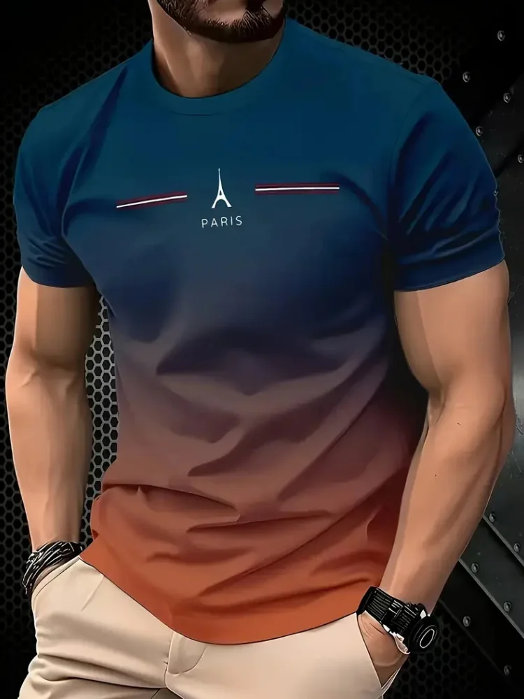 Ropa con estampado Simple para hombre, camiseta de gran tamaño a la moda para hombre, camiseta transpirable para exteriores de verano para hombre, Top nuevo con cuello redondo, manga corta para hombre