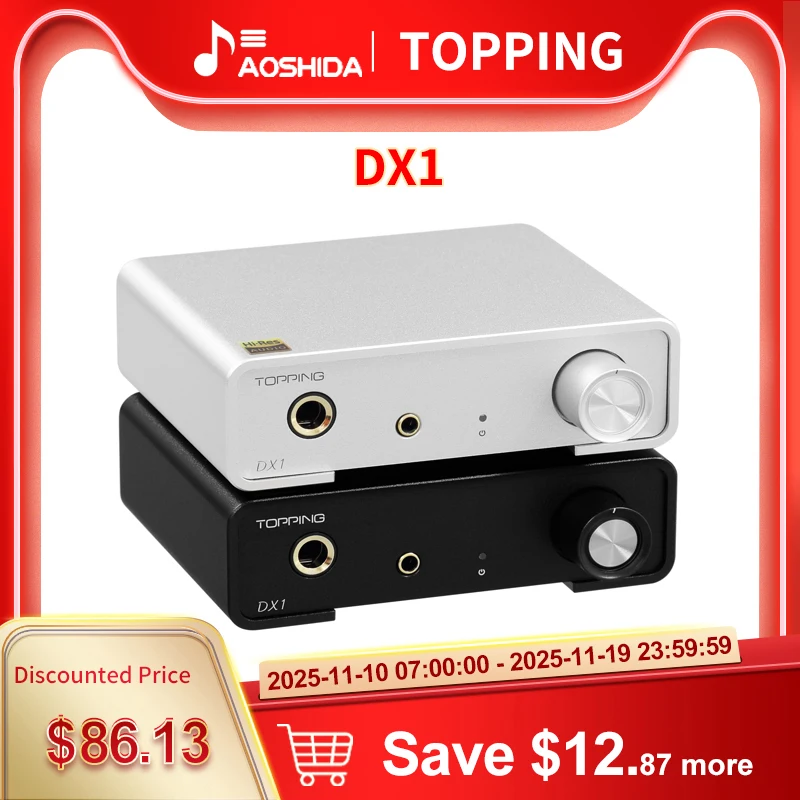 TOPPING DX1 Hi Res Audio DAC Headphone Amplifier AK4493S DAC Chips 6.35mm 3.5mm Headphone Amp USB DSD256 PCM384 XMOS XU208