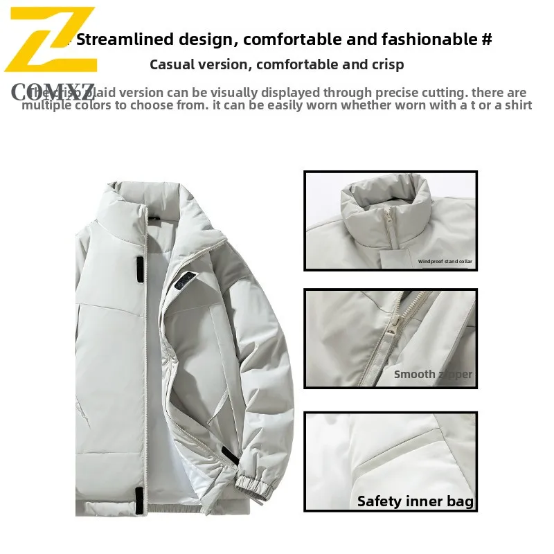 الرجال الشتاء وسادة مبطنة فضفاضة تناسب يندبروف معطف حراري مقاوم للماء سترة في الهواء الطلق عادية البخاخ مقنعين الصوف مبطن سميكة #2