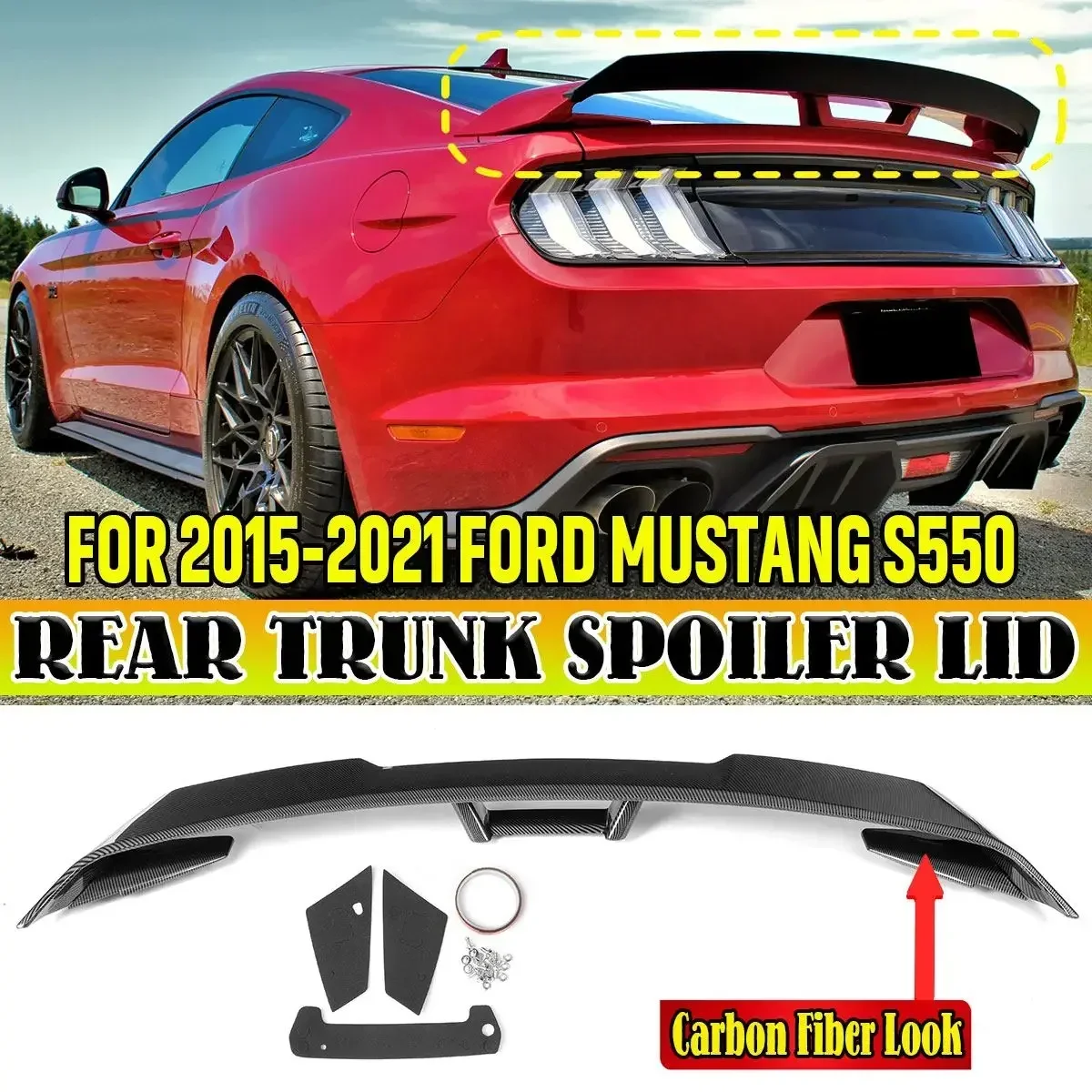 New Car Rear Trunk Spoiler Lip Boot Wing Lip Extension For Ford Mustang S550 2015-2021 GT Style Car Rear Spoiler Wing Lip