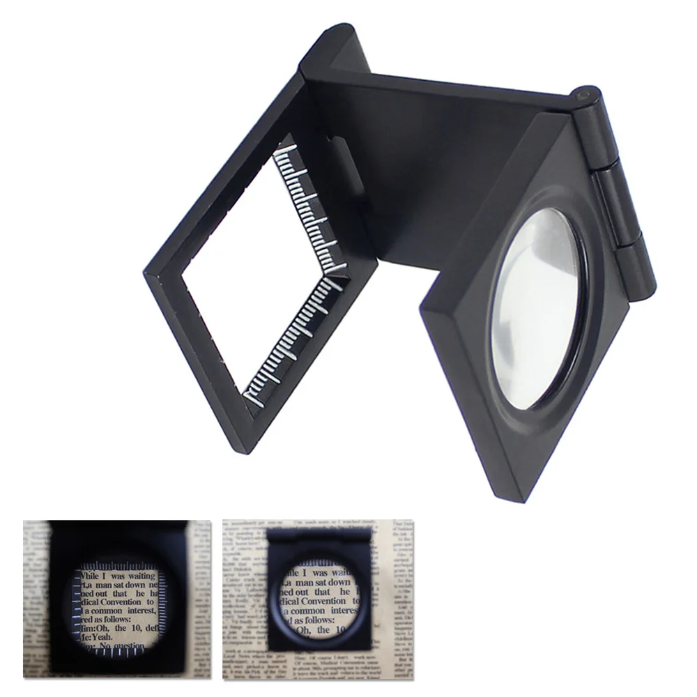 10X 28mm Mini Zinc Alloy Folding Magnifier with Scale for Textile Optical Glass Foldable Magnifying Tool