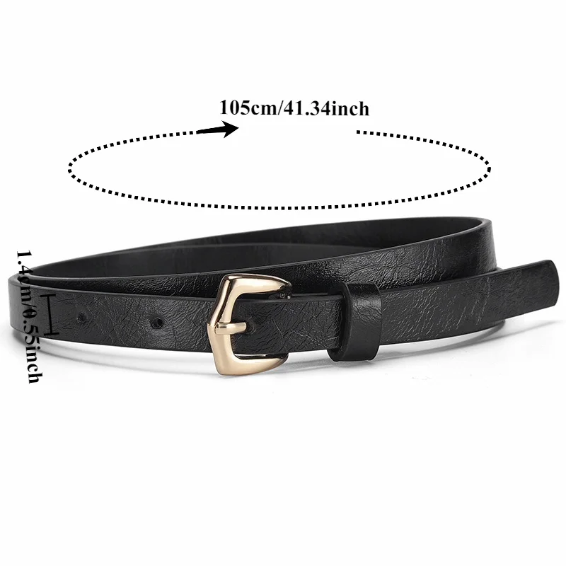 Trendy Fashionable Pin Buckle All-Season Versatile Black PU Belt – Korean-Style Minimalist Waist-Cinching Accessory for Jackets