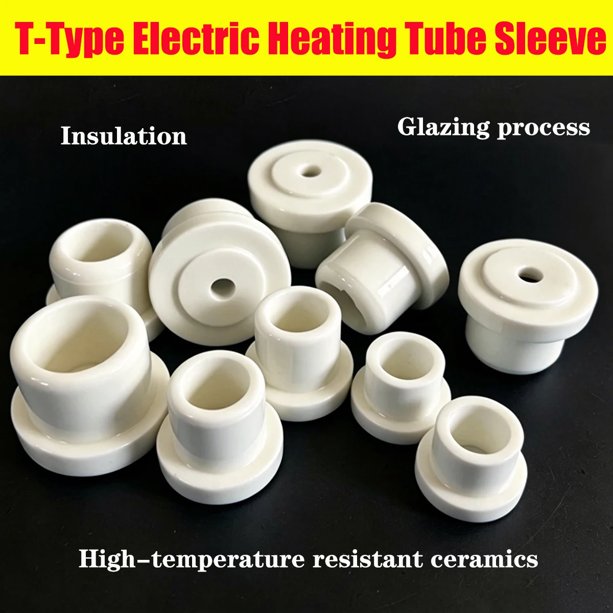 10pcs Steatite High‑Frequency Ceramic Bushing T‑Shape Insulating Sleeve for Electric Heater Tube