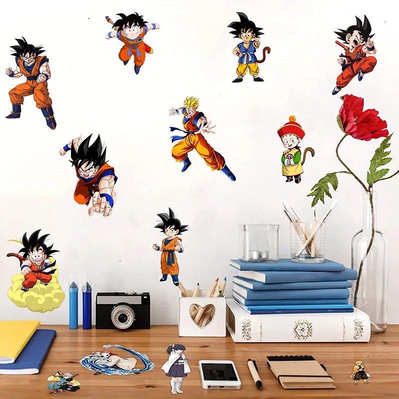 Seven Dragon Ball Anime Stickers Son Goku Super Saiyan Decorative Stickers Room Decoration Cartoon Stickers Children\'s ToysGifts