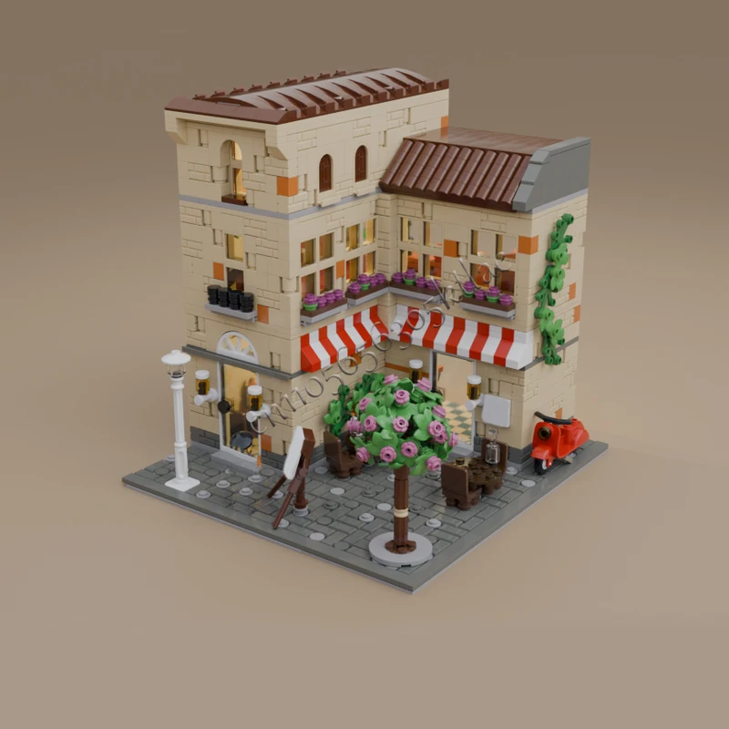 1854ピース モック カスタマイズ 中世風高級イタリアンレストラン 組み立てブロック カスタマイズDIY 教育的組み立てキッズトイ サプライズギフト
