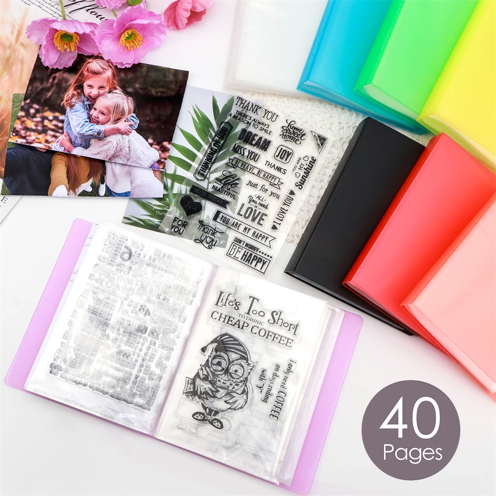 8 Colors A6 Size Sticker Photo Storage Album with 40 Pages Booklet Book For Stamps & Cutting Dies Storage Book Organizer Folder