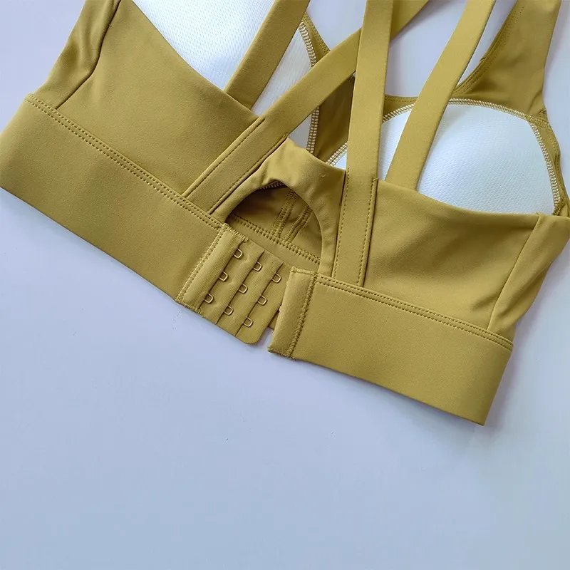 女性用ヨガスポーツブラ、衝撃吸収一体型たるみ防止フィットネスビューティーバック速乾ヨガブラ