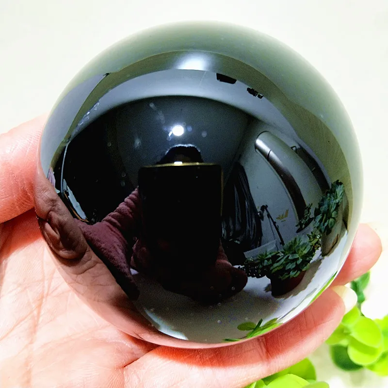 Natural Obsidian Crystal Ball Stone Sphere Home Room Decoration Diviner Circular Wedding Photography Healing Crystals