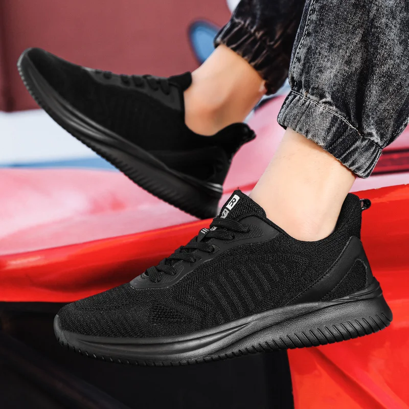 Summer New Men Running Shoes Mesh Sport Shoes Lace-up Lightweight Comfortable Breathable Walking Shoes Men Sneakers Plus Size 48