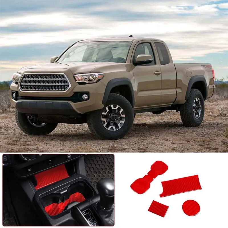 

Auto Accessories For Toyota Tacoma 2015-2022 Soft Carbon Fiber Car Central Control Cup Holder Slot Pad