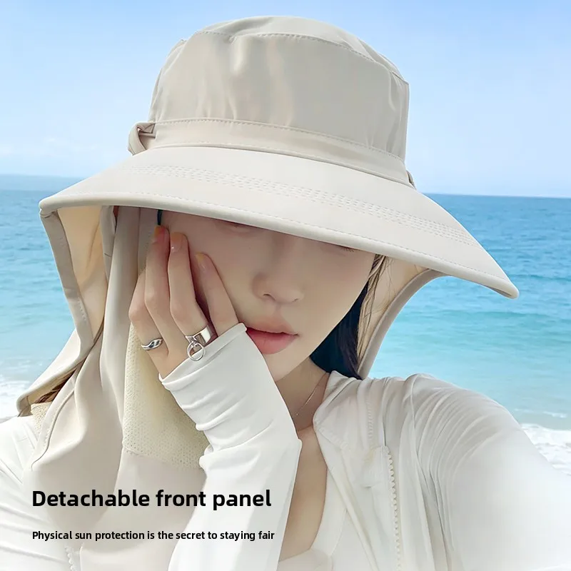 New Ice Silk Level UV Protection Face Mask Hat  Women's Summer Sun Protection Hat Neck Protection Outdoor Hat